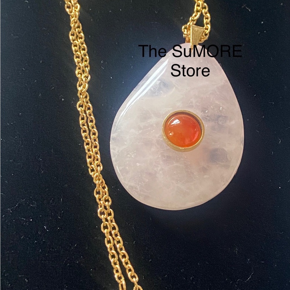 Rose Quartz & Red Agate Necklace - Picture 4 of 6